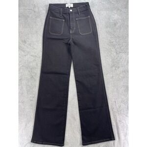 Reformation Jeans Womens 27 Black Stretch Alyssa High Rise Wide Leg Patch Pocket